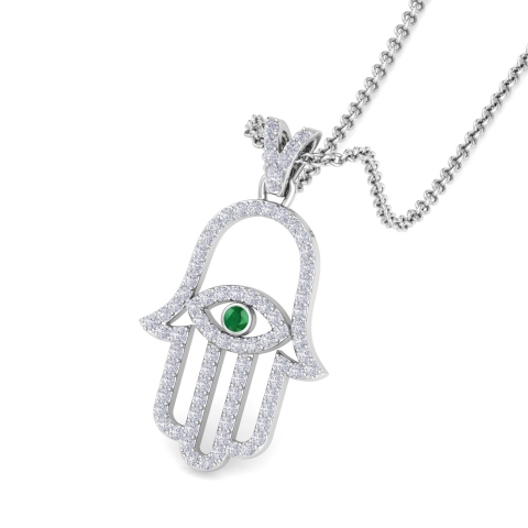 Hamsa gemstone pendant studded with diamonds image 1
