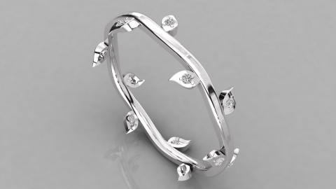 round diamond ring leaf ring