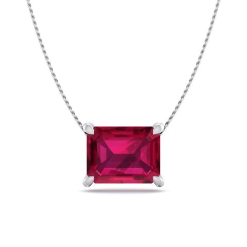 Emerald cut gemstone pendant image 1