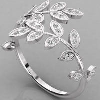 designed diamond ring spiral leaf ring